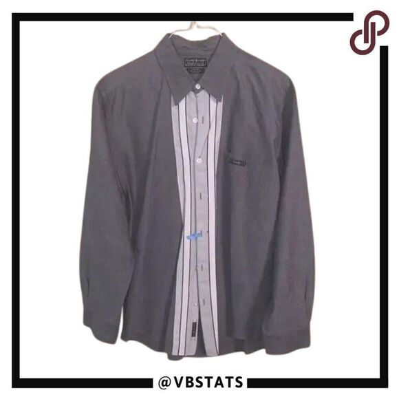 Medium Lucky Brand Gray-White LS Shirt - Picture 1 of 5